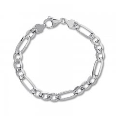 8" Figaro Link Bracelet 14K White Gold Appx. 3.9mm