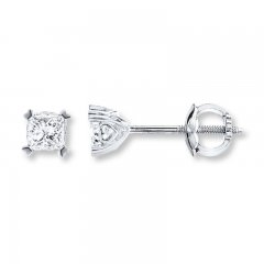 Diamond Solitaire Earrings 1 ct tw Princess-cut 14K White Gold