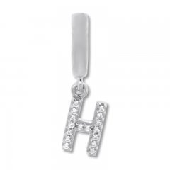 True Definition Letter H Initial Charm 1/20 ct tw Diamonds Sterling Silver