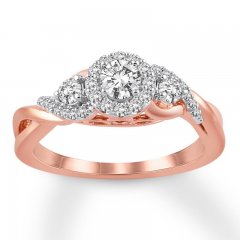 Diamond Engagement Ring 1/2 ct tw Round-cut 10K Rose Gold