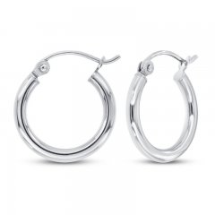 Hoop Earrings 14K White Gold 15mm