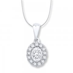 Diamond Necklace 1/8 ct tw Round-cut 10K White Gold