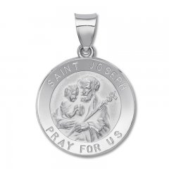 St. Joseph Medal Charm 14K White Gold