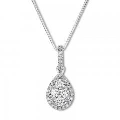 Diamond Necklace 1/3 ct tw Round-cut 10K White Gold