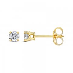 Diamond Solitaire Stud Earrings 3/8 ct tw Round-cut 14K Yellow Gold