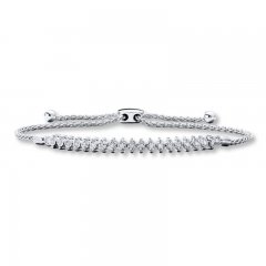 Diamond Bolo Bracelet 1/4 ct tw Round-cut Sterling Silver