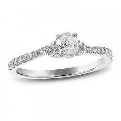 Diamond Engagement Ring 1/2 ct tw Oval/Round 14K White Gold