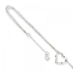 Heart Anklet 14K White Gold