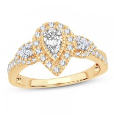 Diamond Engagement Ring 7/8 ct tw Pear/Round-Cut 14K Yellow Gold