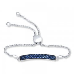 Bolo Bracelet Lab-Created Sapphires Sterling Silver