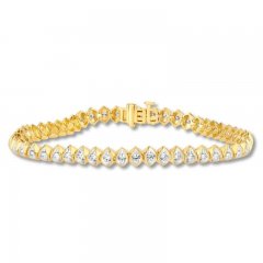 Diamond Bracelet 3 ct tw Round-cut 10K Yellow Gold 7 Length