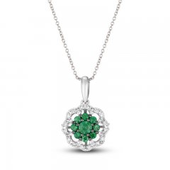 Le Vian Emerald & Diamond Necklace 1/8 ct tw Diamonds 14K Vanilla Gold 18"