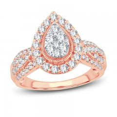 Multi-Diamond Engagement Ring 1 ct tw Round-cut 14K Rose Gold