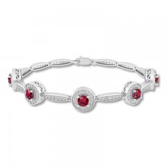 Lab-Created Ruby Bracelet Lab-Created Sapphires Sterling Silver