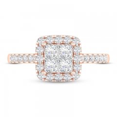 Diamond Engagement Ring 1 ct tw Princess/Round 14K Rose Gold