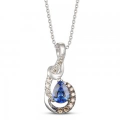 Le Vian Sapphire Necklace 1/6 ct tw Diamonds 14K Vanilla Gold 18"