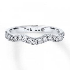 Leo Diamond Wedding Band 3/8 ct tw Round-cut 14K White Gold