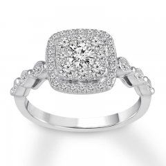 Diamond Engagement Ring 3/4 ct tw Round-cut 14K White Gold