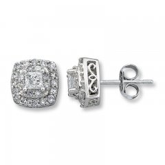 Diamond Earrings 1 ct tw Princess-Cut 14K White Gold