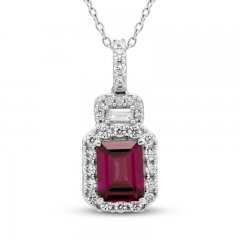 Neil Lane Garnet & Diamond Necklace 1/2 ct tw 14K White Gold 19"