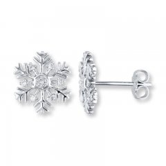 Snowflake Earrings 1/20 ct tw Diamonds Sterling Silver