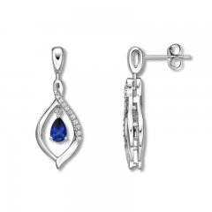 Convertible Lab-Created Sapphire Earrings Sterling Silver