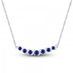 Blue Lab-Created Sapphire Necklace Sterling Silver 18"