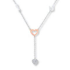 Diamond I Love You Necklace 10K Rose Gold/Sterling Silver