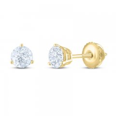 THE LEO Diamond Solitaire Earrings 1 ct tw Round-cut 14K Yellow Gold