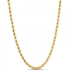 Men's Hollow Rope Chain 2.9-3.0mm 14K Yellow Gold 24"
