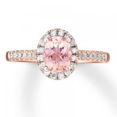 Morganite Engagement Ring 1/4 ct tw Diamonds 14K Rose Gold