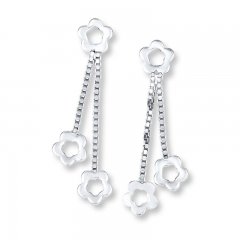 Floral Dangle Earrings Sterling Silver