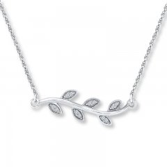 Diamond Vine Necklace 1/20 ct tw Round-cut Sterling Silver