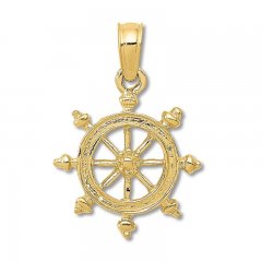 Ship's Wheel Charm 14K Yellow Gold