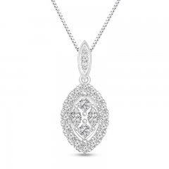 Diamond Necklace 1/4 ct tw Princess/Marquise/Round 14K Gold