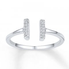 Midi Ring Diamond Accents Sterling Silver