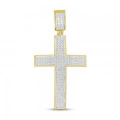 Men's Diamond Cross Pendant 1/2 ct tw Round-cut 10K Yellow Gold