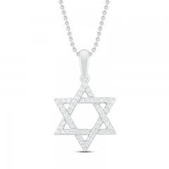 Diamond Star of David Necklace 1/6 ct tw Round-cut Sterling Silver 18"