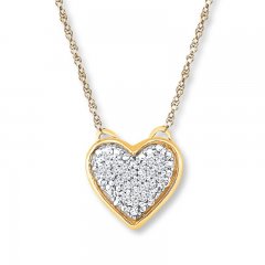 Heart Necklace 1/15 ct tw Diamonds 10K Yellow Gold