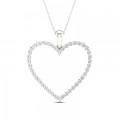 Diamond Heart Necklace 1/2 ct tw Round-cut 10K White Gold 18"