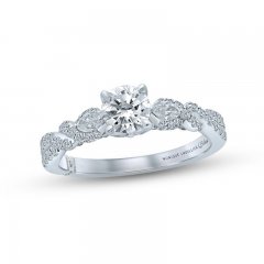 Monique Lhuillier Bliss Diamond Engagement Ring 1-1/8 ct tw Round & Marquise-cut 18K White Gold