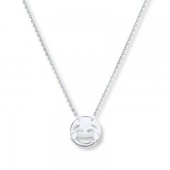 Young Teen Laughing Emoji Necklace Sterling Silver