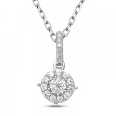 Diamond Necklace 1/10 ct tw Round-cut 10K White Gold 18"