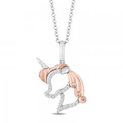 Disney Treasures Fantasia Diamond Necklace 1/15 ct tw Sterling Silver/10K Rose Gold