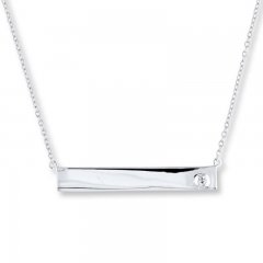 Bar Necklace Natural White Sapphire Sterling Silver