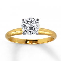 Diamond Solitaire Ring 1 carat Round-cut 14K Two-Tone Gold