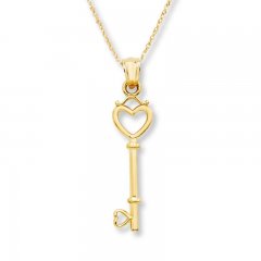 Heart Key Necklace 10K Yellow Gold