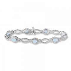 Lab-Created Opal Bracelet Diamond Accents Sterling Silver