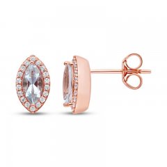 Aquamarine & White Topaz Earrings 10K Rose Gold