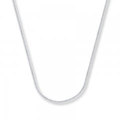 Square Wheat Chain 14K White Gold Necklace 18" Length